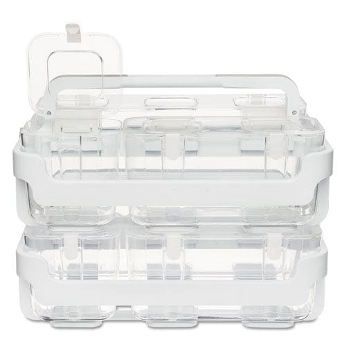 deflecto Stackable Caddy Organizer With S M And L Containers Plastic 10.5 X 14 X 6.5 White Caddy/clear Containers - School Supplies -