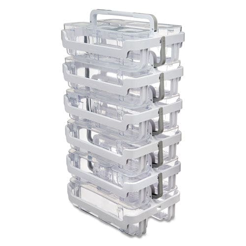 deflecto Stackable Caddy Organizer With S M And L Containers Plastic 10.5 X 14 X 6.5 White Caddy/clear Containers - School Supplies -