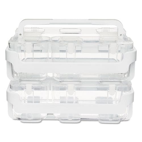 deflecto Stackable Caddy Organizer With S M And L Containers Plastic 10.5 X 14 X 6.5 White Caddy/clear Containers - School Supplies -