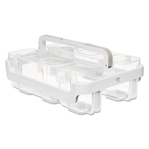 deflecto Stackable Caddy Organizer With S M And L Containers Plastic 10.5 X 14 X 6.5 White Caddy/clear Containers - School Supplies -