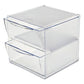 deflecto Stackable Cube Organizer 2 Compartments 2 Drawers Plastic 6 X 7.2 X 6 Clear - School Supplies - deflecto®