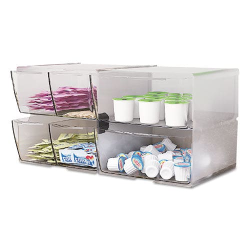 deflecto Stackable Cube Organizer 2 Compartments 2 Drawers Plastic 6 X 7.2 X 6 Clear - School Supplies - deflecto®