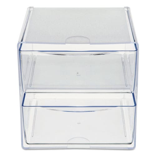 deflecto Stackable Cube Organizer 2 Compartments 2 Drawers Plastic 6 X 7.2 X 6 Clear - School Supplies - deflecto®