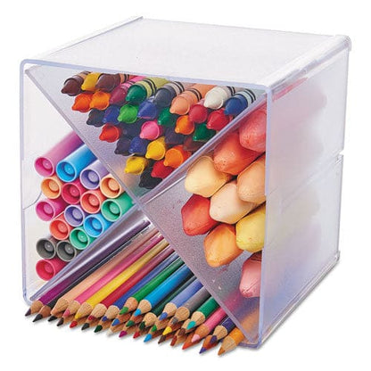 deflecto Stackable Cube Organizer X Divider 4 Compartments Plastic 6 X 7.2 X 6 Clear - School Supplies - deflecto®