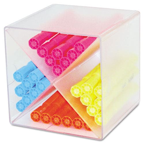 deflecto Stackable Cube Organizer X Divider 4 Compartments Plastic 6 X 7.2 X 6 Clear - School Supplies - deflecto®