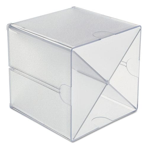 deflecto Stackable Cube Organizer X Divider 4 Compartments Plastic 6 X 7.2 X 6 Clear - School Supplies - deflecto®