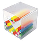 deflecto Stackable Cube Organizer X Divider 4 Compartments Plastic 6 X 7.2 X 6 Clear - School Supplies - deflecto®