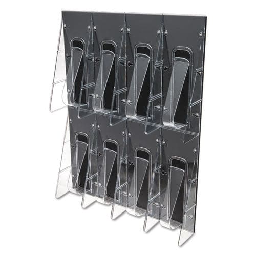 deflecto Stand-tall 8-bin Wall-mount Literature Rack Leaflet 18.25w X 3.38d X 23.75h Clear/black - Office - deflecto®