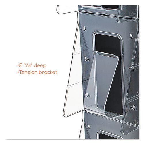 deflecto Stand-tall 9-bin Wall-mount Literature Rack Mag 27.5w X 3.38d X 35.63h Clear/black - Office - deflecto®