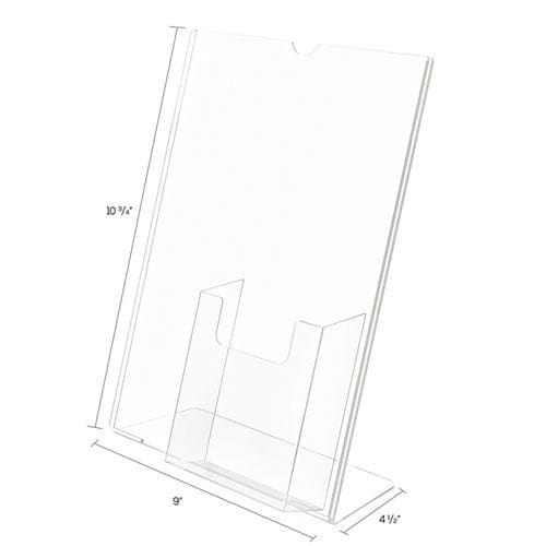 deflecto Superior Image Slanted Sign Holder With Front Pocket 9w X 4.5d X 10.75h Clear - Office - deflecto®