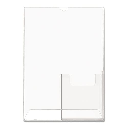 deflecto Superior Image Slanted Sign Holder With Front Pocket 9w X 4.5d X 10.75h Clear - Office - deflecto®