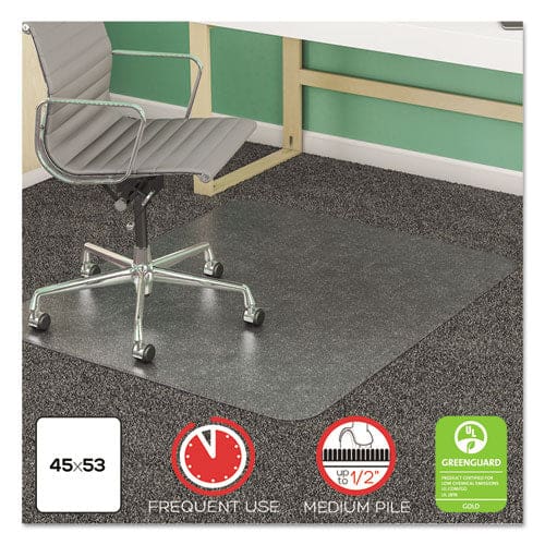 deflecto Supermat Frequent Use Chair Mat For Medium Pile Carpet 45 X 53 Wide Lipped Clear - Furniture - deflecto®