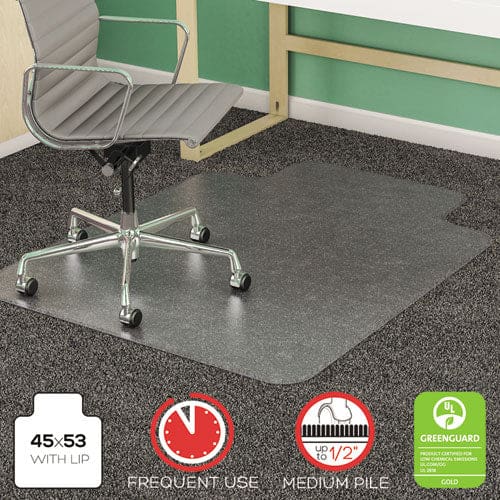 deflecto Supermat Frequent Use Chair Mat For Medium Pile Carpet 45 X 53 Wide Lipped Clear - Furniture - deflecto®