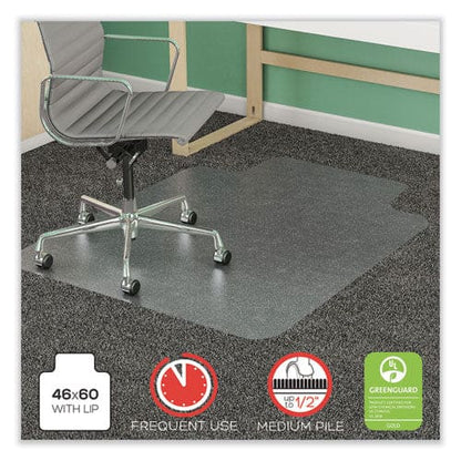 deflecto Supermat Frequent Use Chair Mat For Medium Pile Carpet 46 X 60 Wide Lipped Clear - Furniture - deflecto®