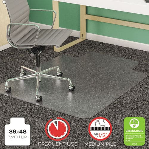 deflecto Supermat Frequent Use Chair Mat Med Pile Carpet Flat 36 X 48 Lipped Clear - Furniture - deflecto®