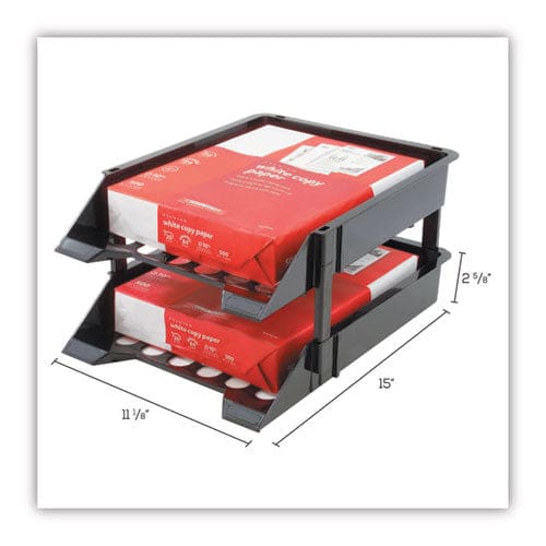 deflecto Supertray Countertop Tray Set 2 Sections Letter To Legal Size Files 11 X 14.88 X 2.5 Black 2/pack - School Supplies - deflecto®