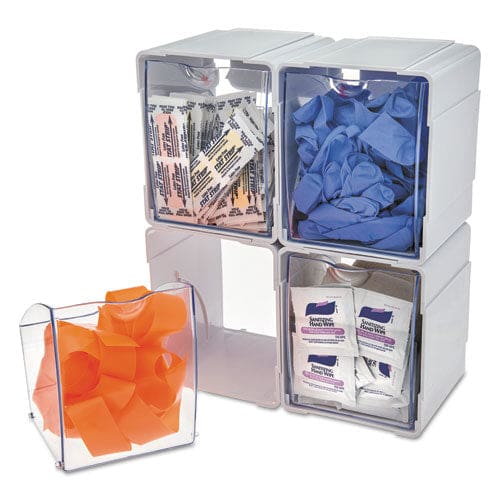 deflecto Tilt Bin Interlocking 4-bin Organizer Plastic 4.63 X 4.88 X 5.5 White/clear - School Supplies - deflecto®