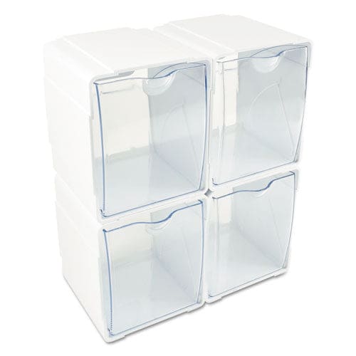 deflecto Tilt Bin Interlocking 4-bin Organizer Plastic 4.63 X 4.88 X 5.5 White/clear - School Supplies - deflecto®