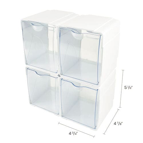 deflecto Tilt Bin Interlocking 4-bin Organizer Plastic 4.63 X 4.88 X 5.5 White/clear - School Supplies - deflecto®