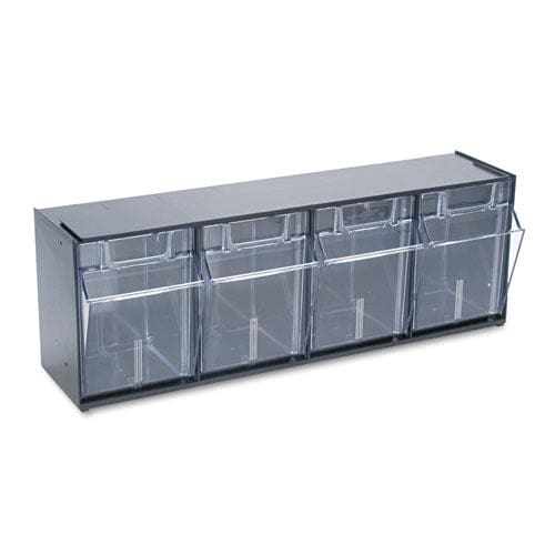 deflecto Tilt Bin Interlocking Multi-bin Storage Organizer 3 Sections 23.63 X 7.75 X 9.5 Black/clear - School Supplies - deflecto®