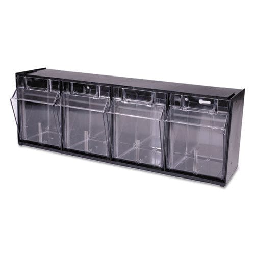 deflecto Tilt Bin Interlocking Multi-bin Storage Organizer 4 Sections 23.63 X 6.63 X 8.13 Black/clear - School Supplies - deflecto®