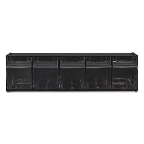 deflecto Tilt Bin Interlocking Multi-bin Storage Organizer 5 Sections 23.63 X 5.25 X 6.5 Black/clear - School Supplies - deflecto®