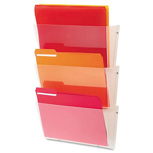 deflecto Unbreakable Docupocket Wall File 3 Sections Letter Size 14.5 X 3 X 6.5 Clear 3/pack - Office - deflecto®