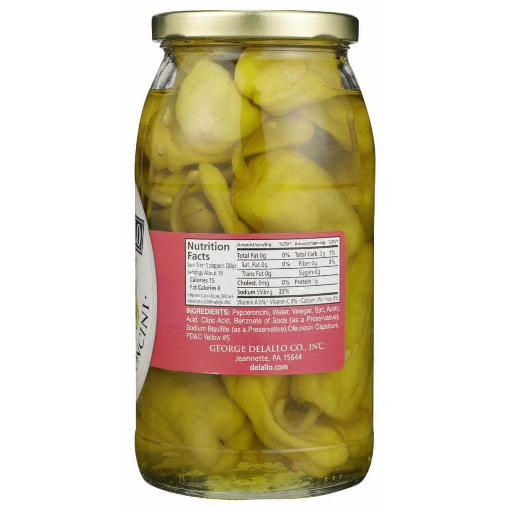 Delallo Delallo Hot Pepperoncini Super Select, 25.5 oz