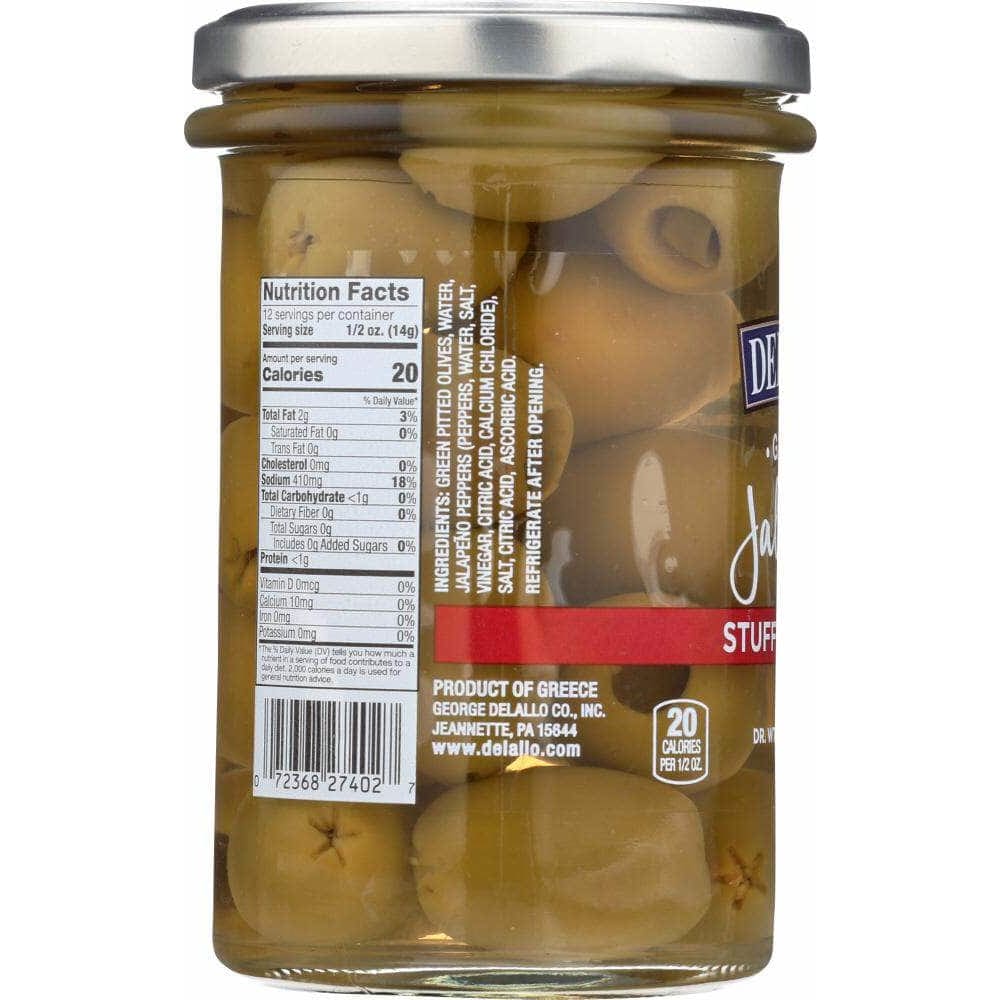 Delallo Delallo Jalapeno Stuffed Green Greek Olives, 5.8 oz