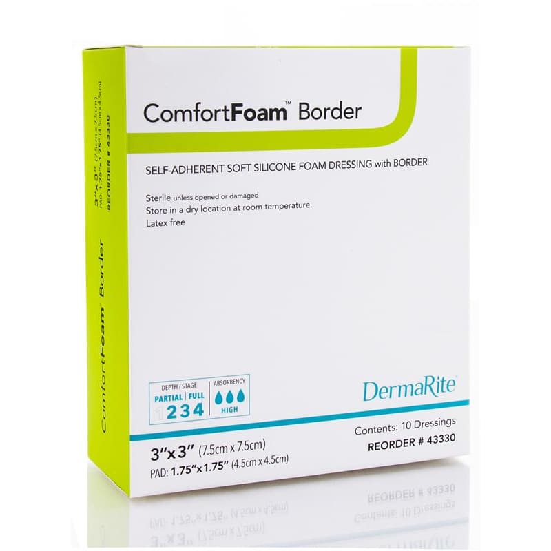 Dermarite Comfort Foam Border 3 X 3 Silicone Box of 10 - Wound Care >> Advanced Wound Care >> Foam Dressings - Dermarite