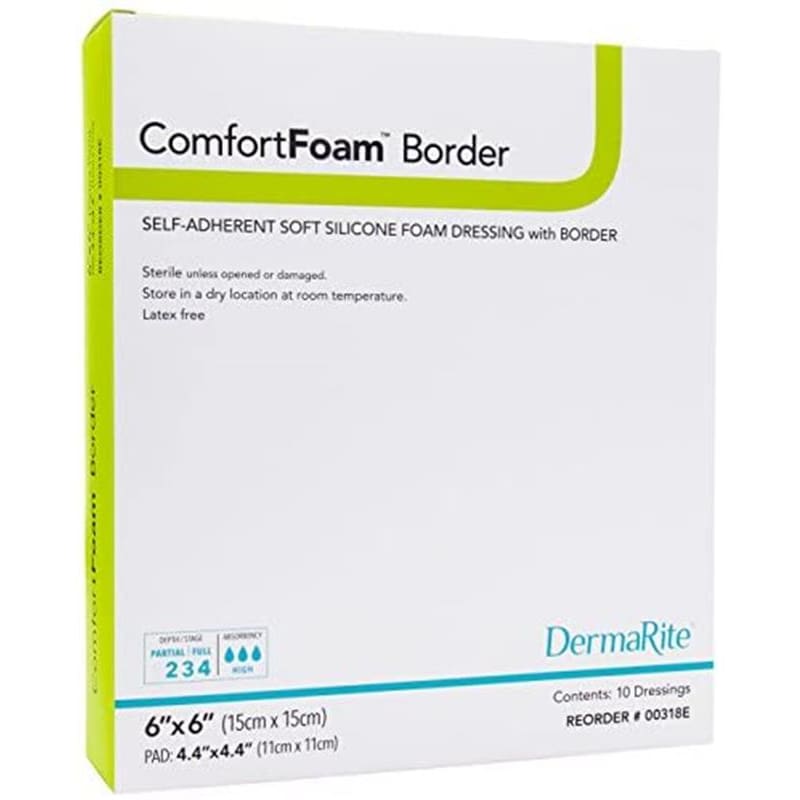 Dermarite Comfort Foam Border 6 X 6 Silicone Box of 10 - Wound Care >> Advanced Wound Care >> Foam Dressings - Dermarite