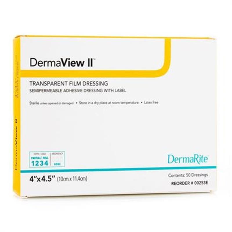 Dermarite Dermaview Ii Film Dressing 4X4.5 Box of 50 - Wound Care >> Advanced Wound Care >> Film Dressings - Dermarite