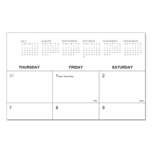 Desk Pad Calendar 22 X 17 White/black Sheets Black Binding Clear Corners 12-month (jan To Dec): 2023 - School Supplies - Universal®