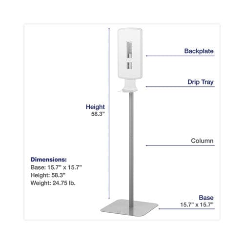 Dial Fit Touch Free Dispenser Floor Stand 15.7 X 15.7 X 58.3 White - Janitorial & Sanitation - Dial®