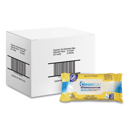 Disinfectant Surface Wipes 7 X 7 Citrus Fruit Scent White 72/pack 12 Packs/carton - School Supplies - Cleanitize™