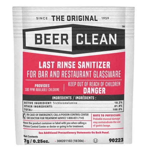 Diversey Beer Clean Last Rinse Glass Sanitizer Powder 0.25 Oz Packet 100/carton - Food Service - Diversey™