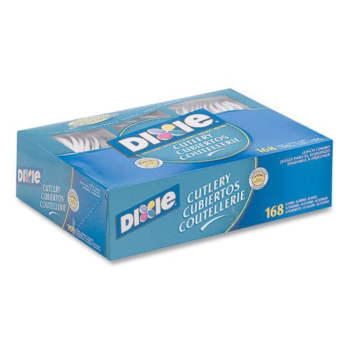 Dixie Combo Pack Tray With White Plastic Utensils 56 Forks 56 Knives 56 Spoons 6 Packs - Food Service - Dixie®