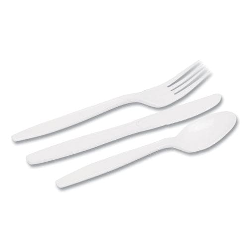 Dixie Combo Pack Tray With White Plastic Utensils 56 Forks 56 Knives 56 Spoons 6 Packs - Food Service - Dixie®