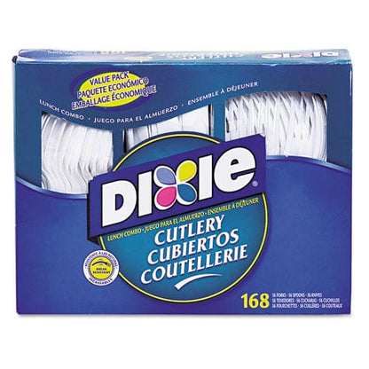 Dixie Combo Pack Tray With White Plastic Utensils 56 Forks 56 Knives 56 Spoons 6 Packs - Food Service - Dixie®