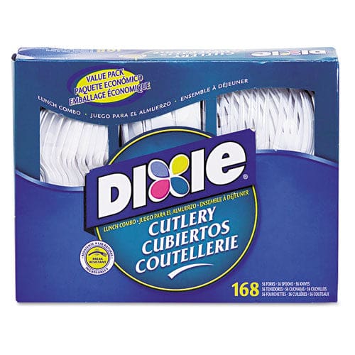 Dixie Combo Pack Tray With White Plastic Utensils 56 Forks 56 Knives 56 Spoons - Food Service - Dixie®