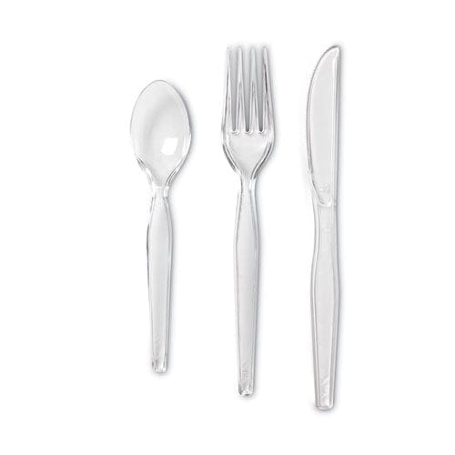 Dixie Cutlery Keeper Tray With Clear Plastic Utensils: 600 Forks 600 Knives 600 Spoons - Food Service - Dixie®