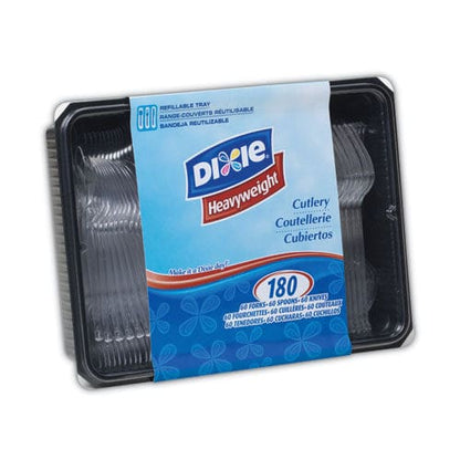 Dixie Cutlery Keeper Tray With Clear Plastic Utensils: 600 Forks 600 Knives 600 Spoons - Food Service - Dixie®