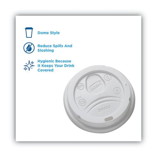 Dixie Dome Drink-thru Lids Fits 10 Oz To 16 Oz Paper Hot Cups White 1,000/carton - Food Service - Dixie®