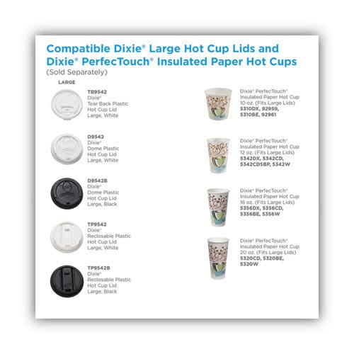 Dixie Dome Drink-thru Lids Fits 10 Oz To 16 Oz Paper Hot Cups White 1,000/carton - Food Service - Dixie®
