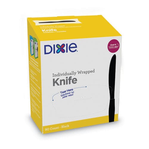 Dixie Grab’n Go Wrapped Cutlery Knives Black 90/box 6 Box/carton - Food Service - Dixie®