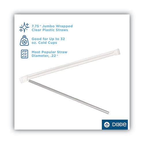 Dixie Jumbo Straws 7.75 Plastic Translucent 500/box 4 Boxes/carton - Food Service - Dixie®