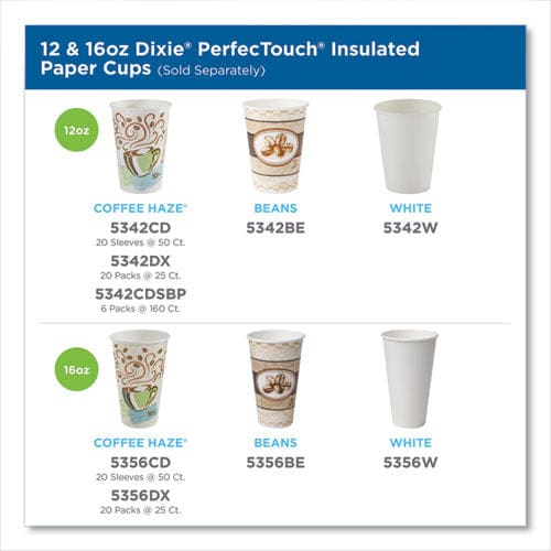 Dixie Perfectouch Paper Hot Cups 12 Oz Coffee Haze Design 25 Sleeve 20 Sleeves/carton - Food Service - Dixie®