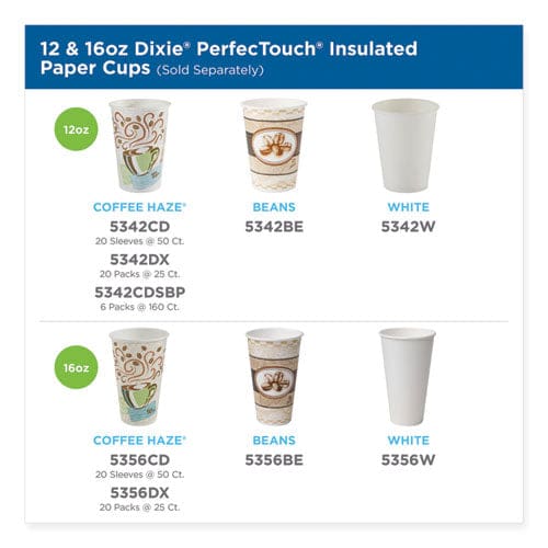 Dixie Perfectouch Paper Hot Cups 12 Oz Coffee Haze Design 50/pack - Food Service - Dixie®