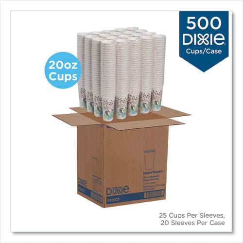 Dixie Perfectouch Paper Hot Cups 20 Oz Coffee Haze Design 25/sleeve 20 Sleeves/carton - Food Service - Dixie®