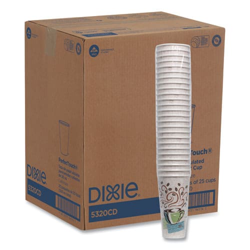 Dixie Perfectouch Paper Hot Cups 20 Oz Coffee Haze Design 25/sleeve 20 Sleeves/carton - Food Service - Dixie®